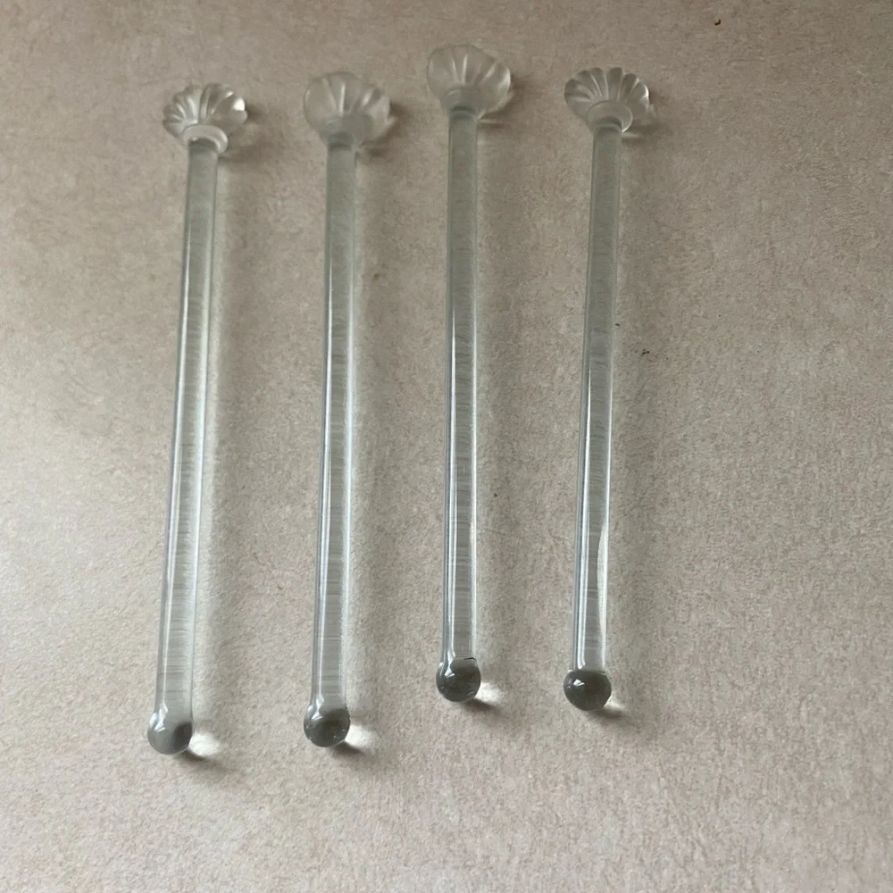 Vintage Glass Stir Sticks Set of 4 ,